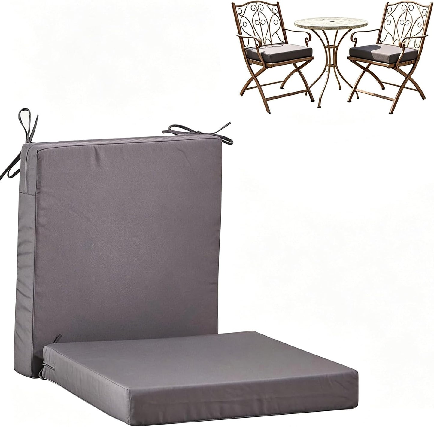 2 Pzas Cojines Silla Exterior 20x20" Antiderrap Gris