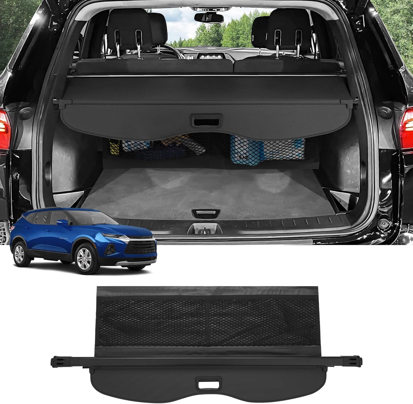 Cubierta maletero Chevy Blazer 19-26 fibra carbono con red