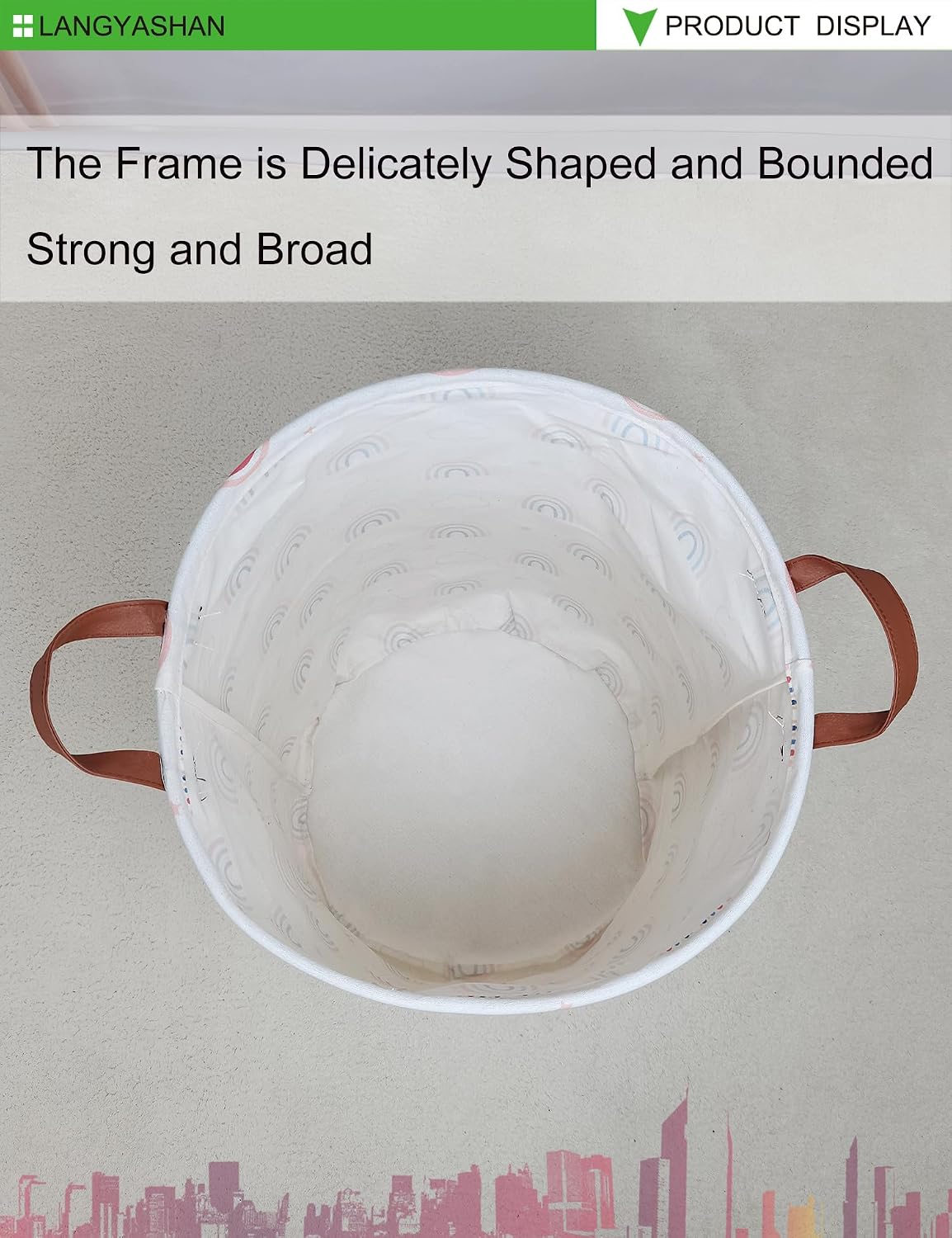 Cesta lona plegable para lavandería y juguetes arco iris