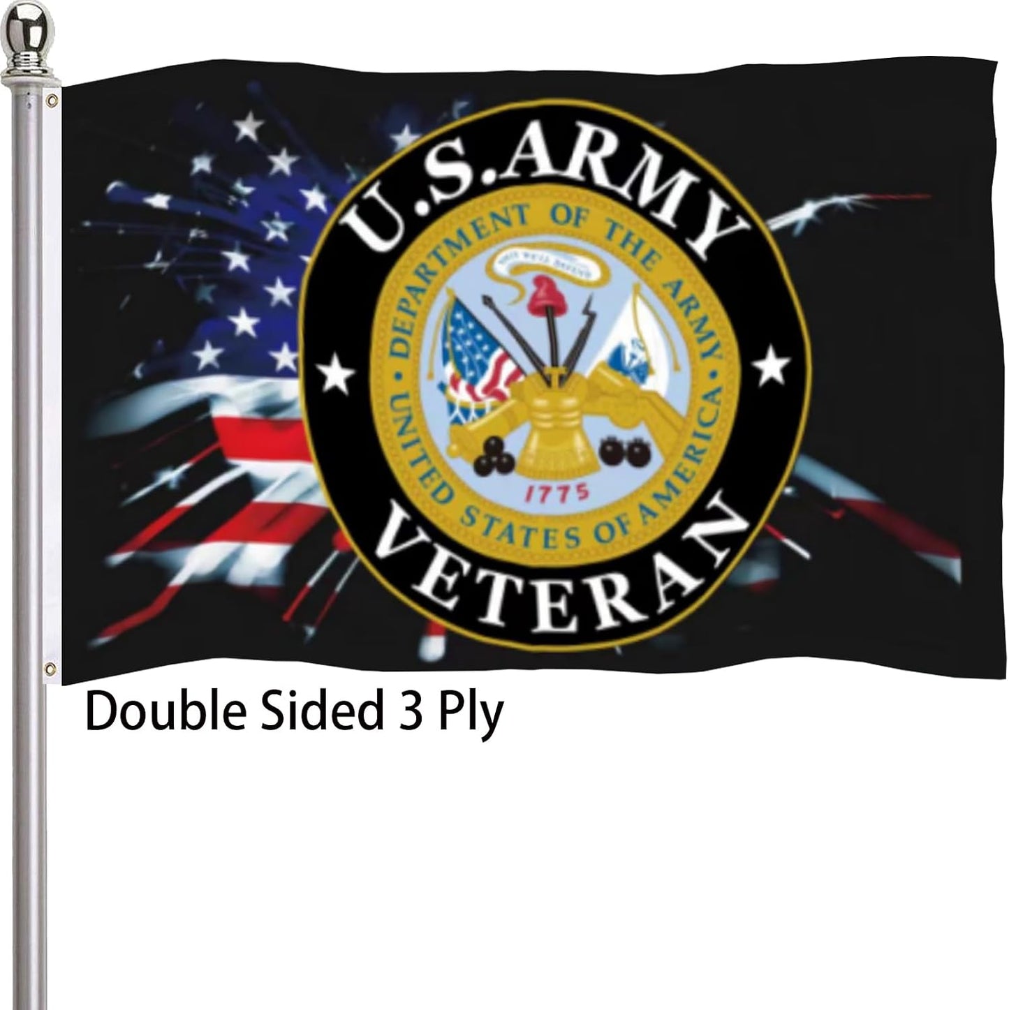 Bandera veterano EE.UU. 3x5 poliéster duradero