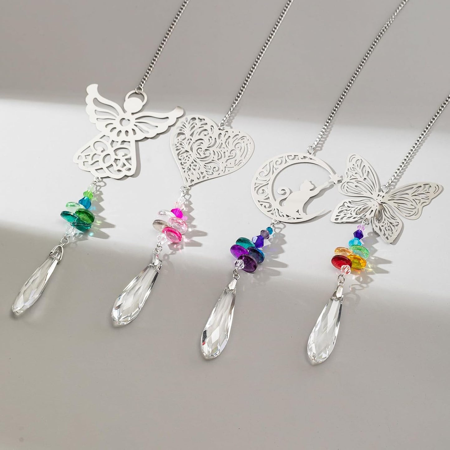 Set 4 atrapasoles colgantes cristal decoración hogar