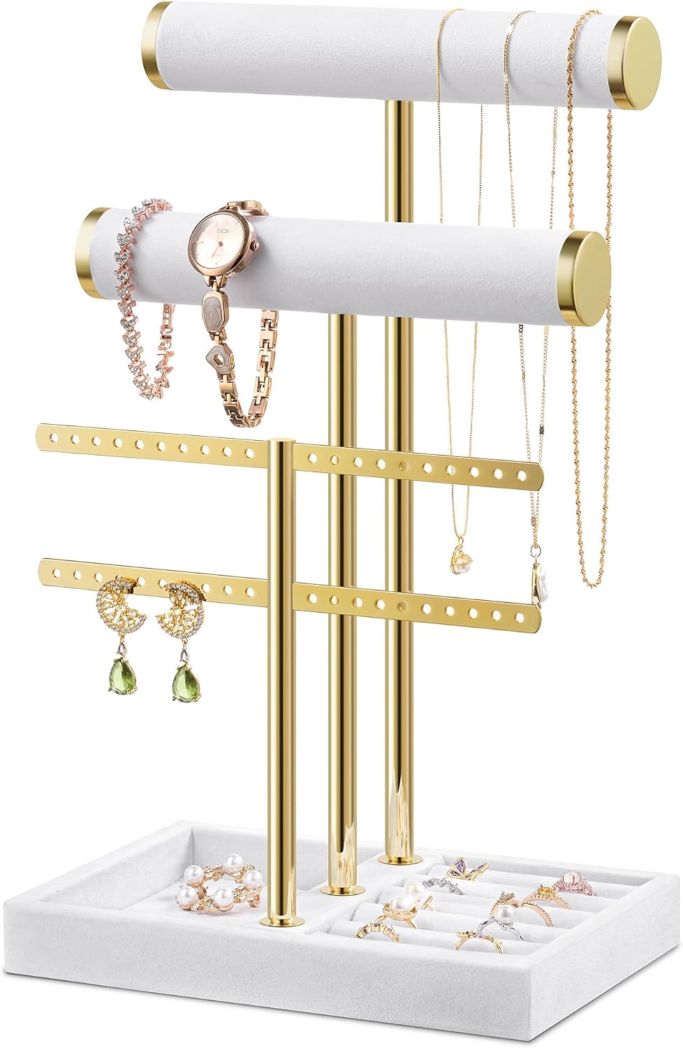 Soporte joyas terciopelo 3 niveles negro