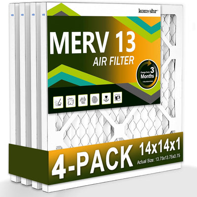 Filtro aire MERV 13 14x14x1 paquete 4 reemplazo HVAC horno