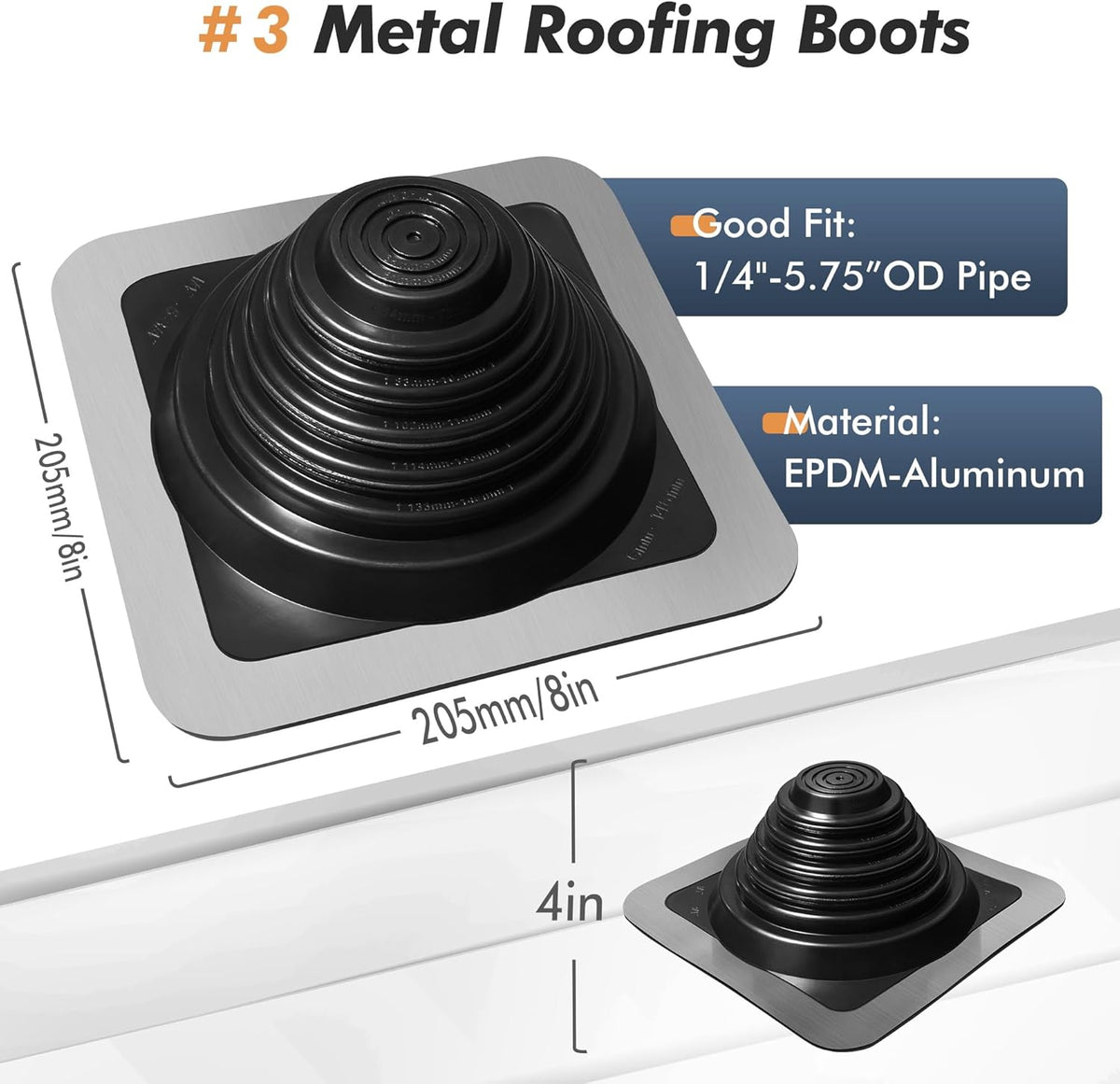 Bota ventilación techo metal flexible para tuberias 1/4 a 5-3/4pulg