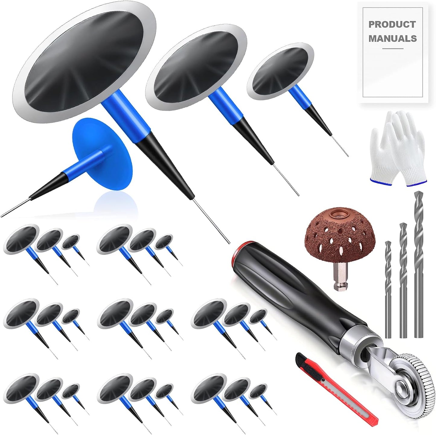 Kit reparación neumáticos 24 pzas tapones 3.6-6cm
