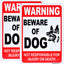 2 Letreros Advertencia Beware of Dog 10x7pulg Aluminio Reflectante