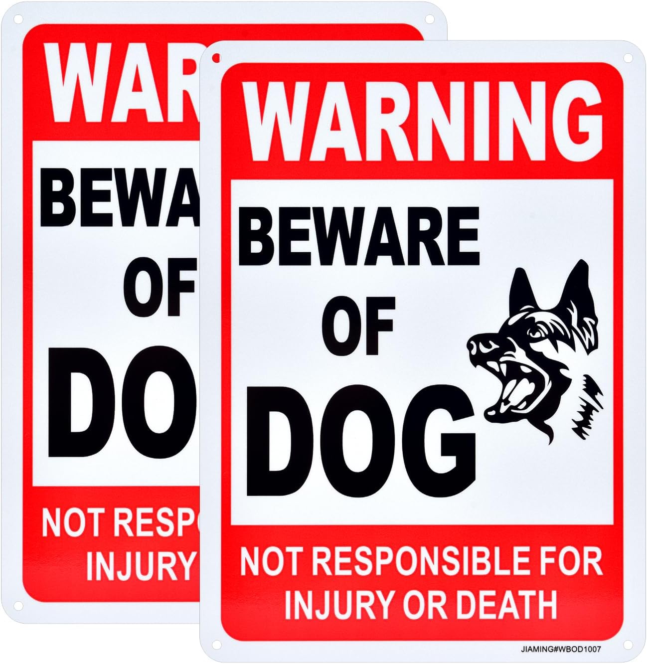 2 Letreros Advertencia Beware of Dog 10x7pulg Aluminio Reflectante