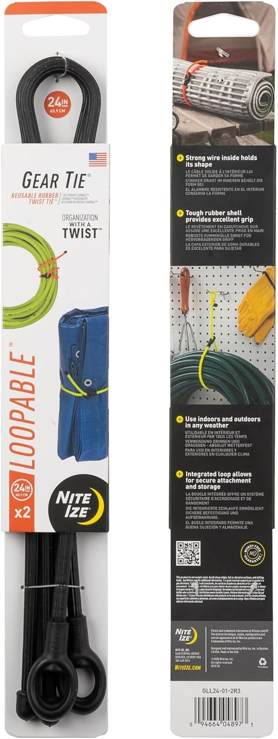Bucle goma reutilizable 24pulg negro set 2 hecho EE.UU.