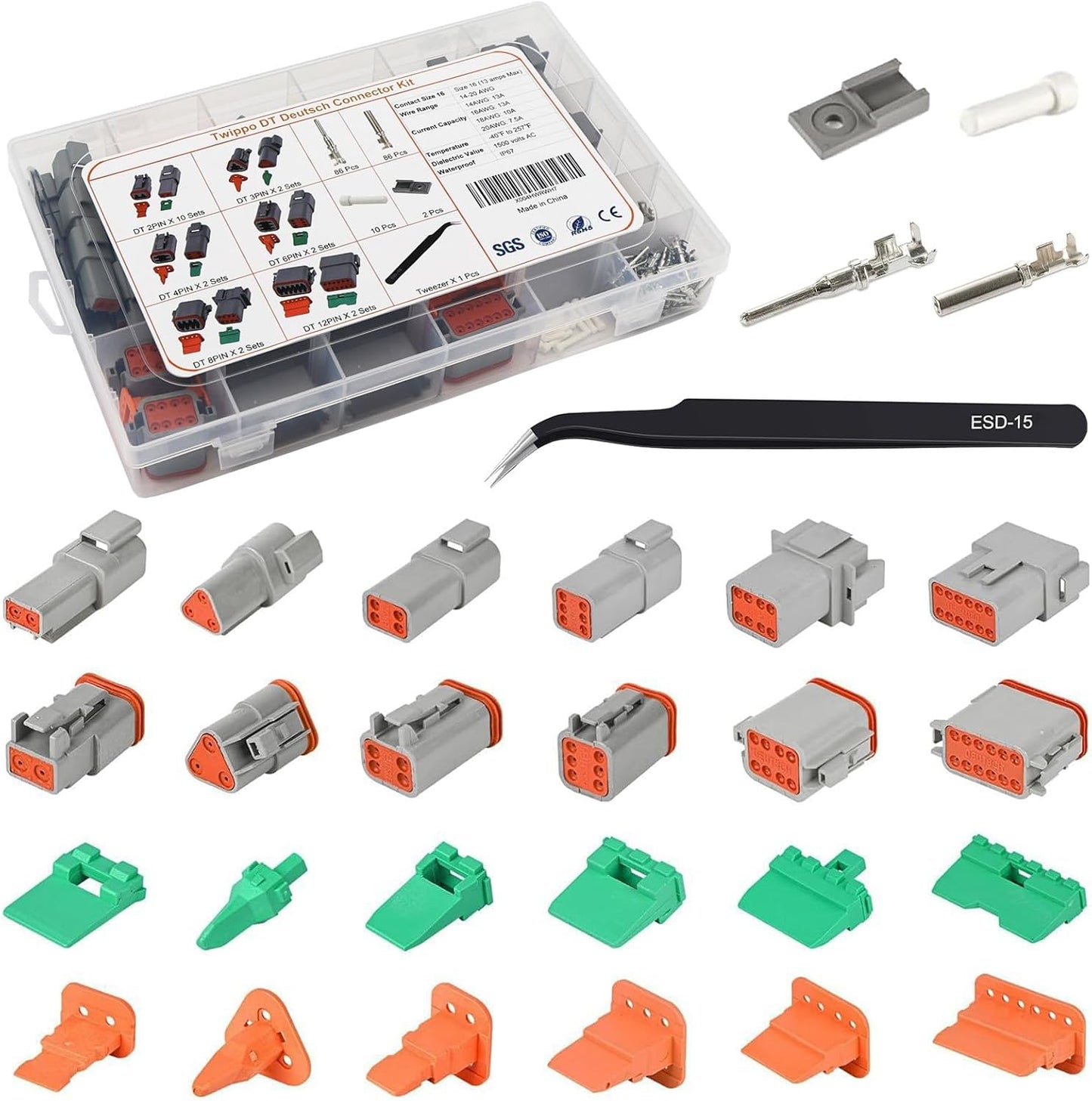 Kit conectores eléctricos 2/3/4/6/8/12 pines impermeables