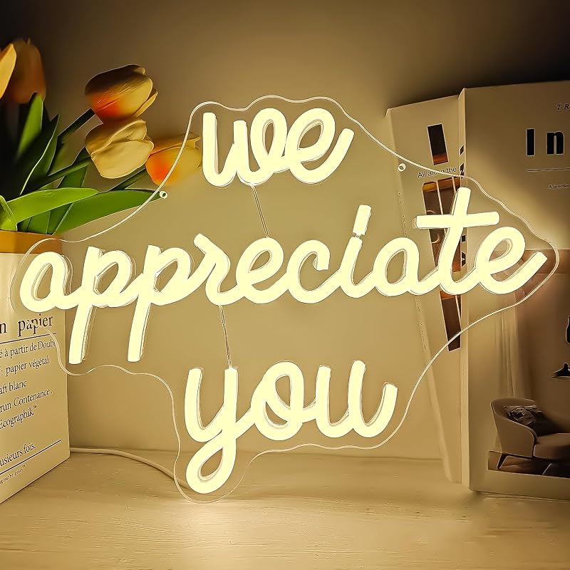 Letrero neón We Appreciate You para decoración pared