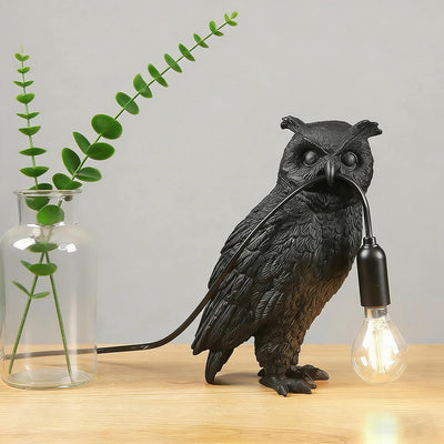 Lámpara de noche búho resina con diseño de pájaro
