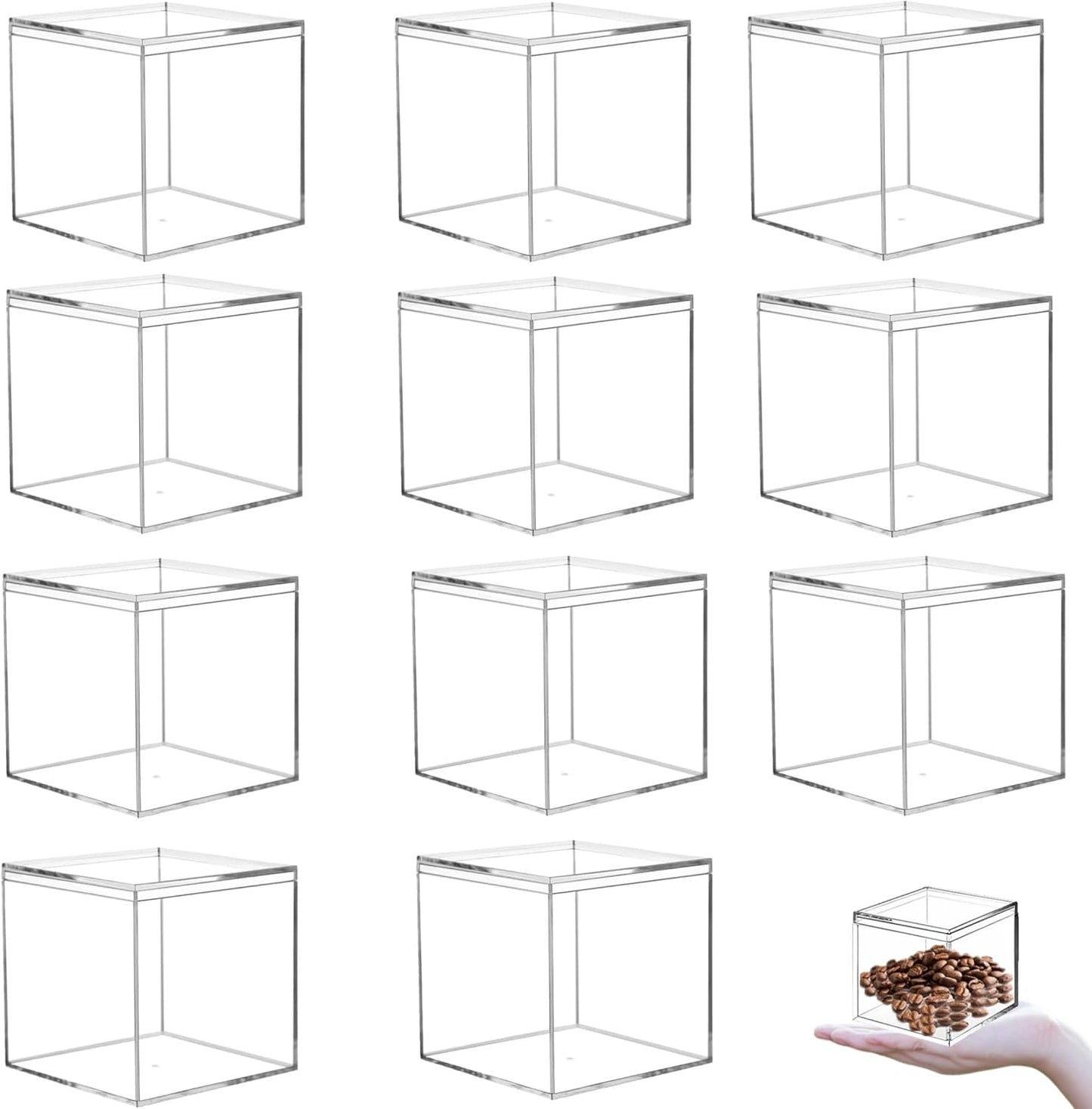 Caja acrílico 12 pzas transparentes con tapa
