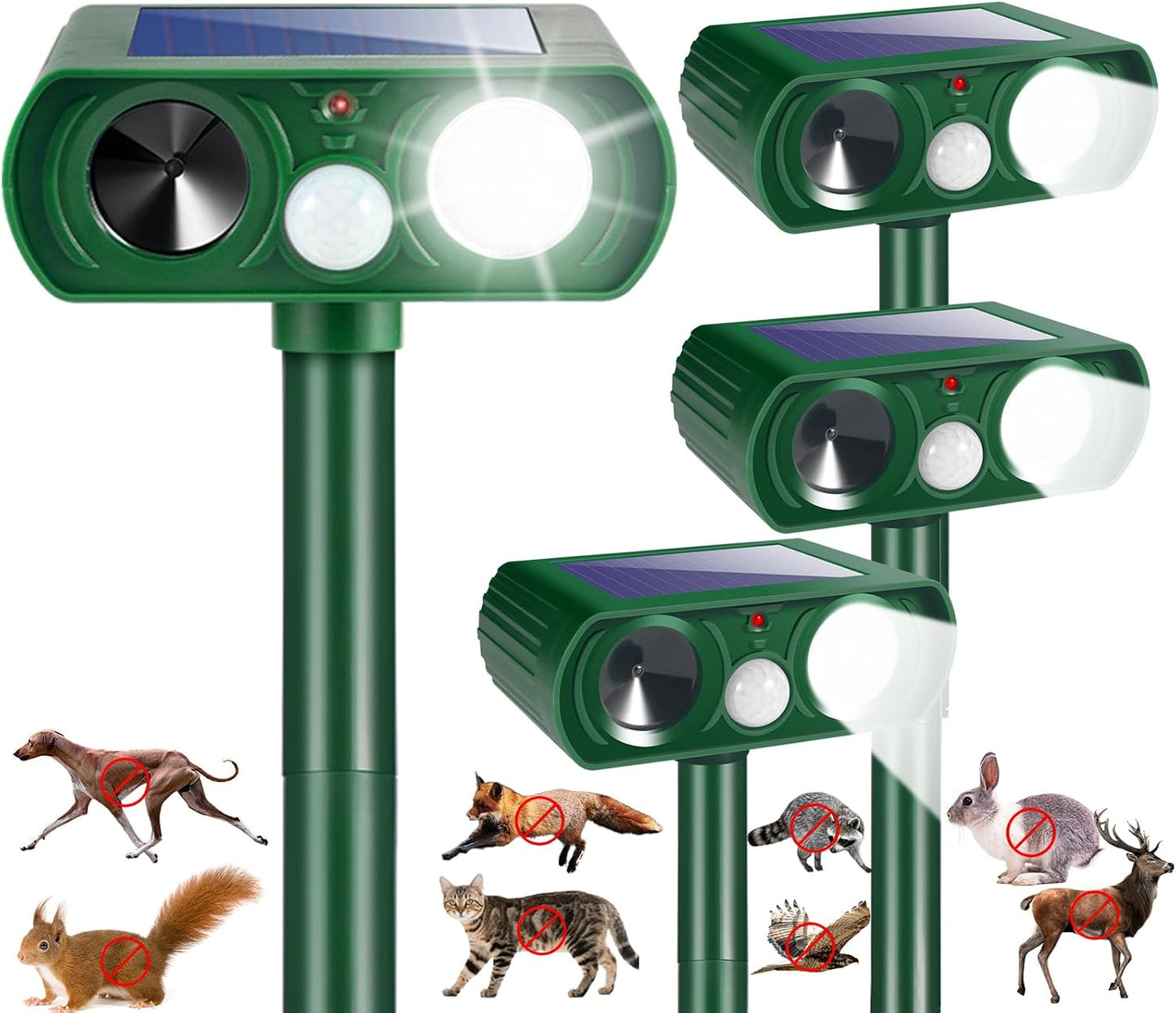 4 Repelentes Sonic Fortress Pro para animales exteriores con luz