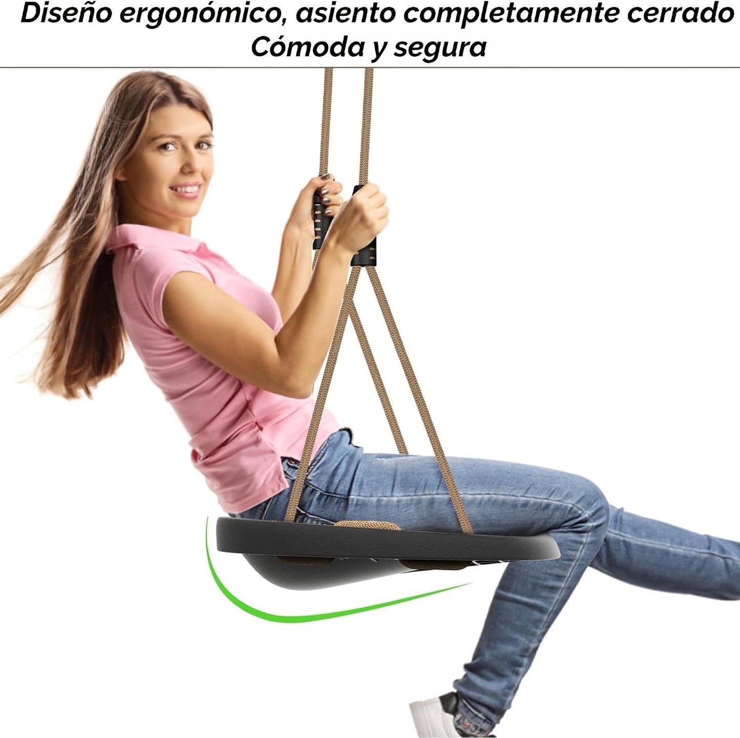 Asiento columpio resistente para adultos y niños color negro