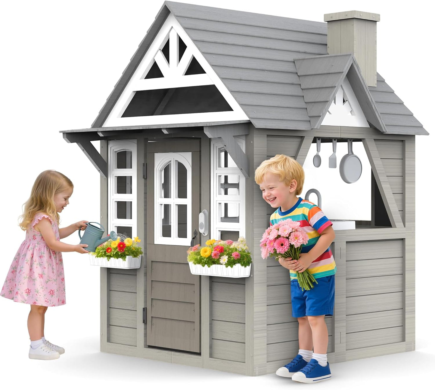 Set de madera para niños al aire libre con cocina timbre y