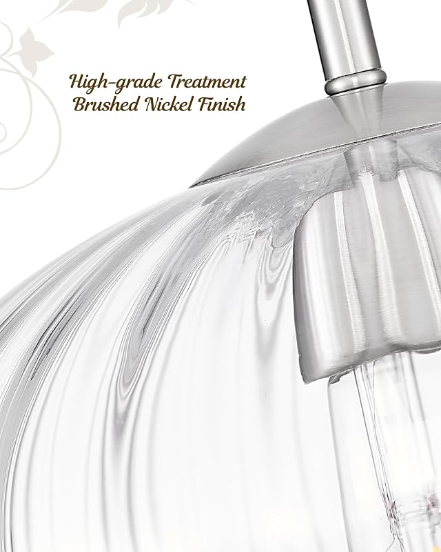 Lámpara colgante cristal calabaza 10.3" níquel cepillado