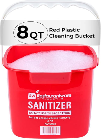 Cubo limpieza 8qt plástico rojo con boquilla asa