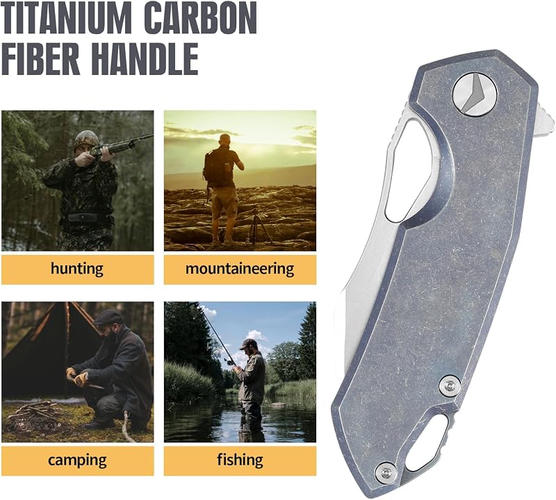 Cuchillo plegable EDC con clip mango titanio acero M390