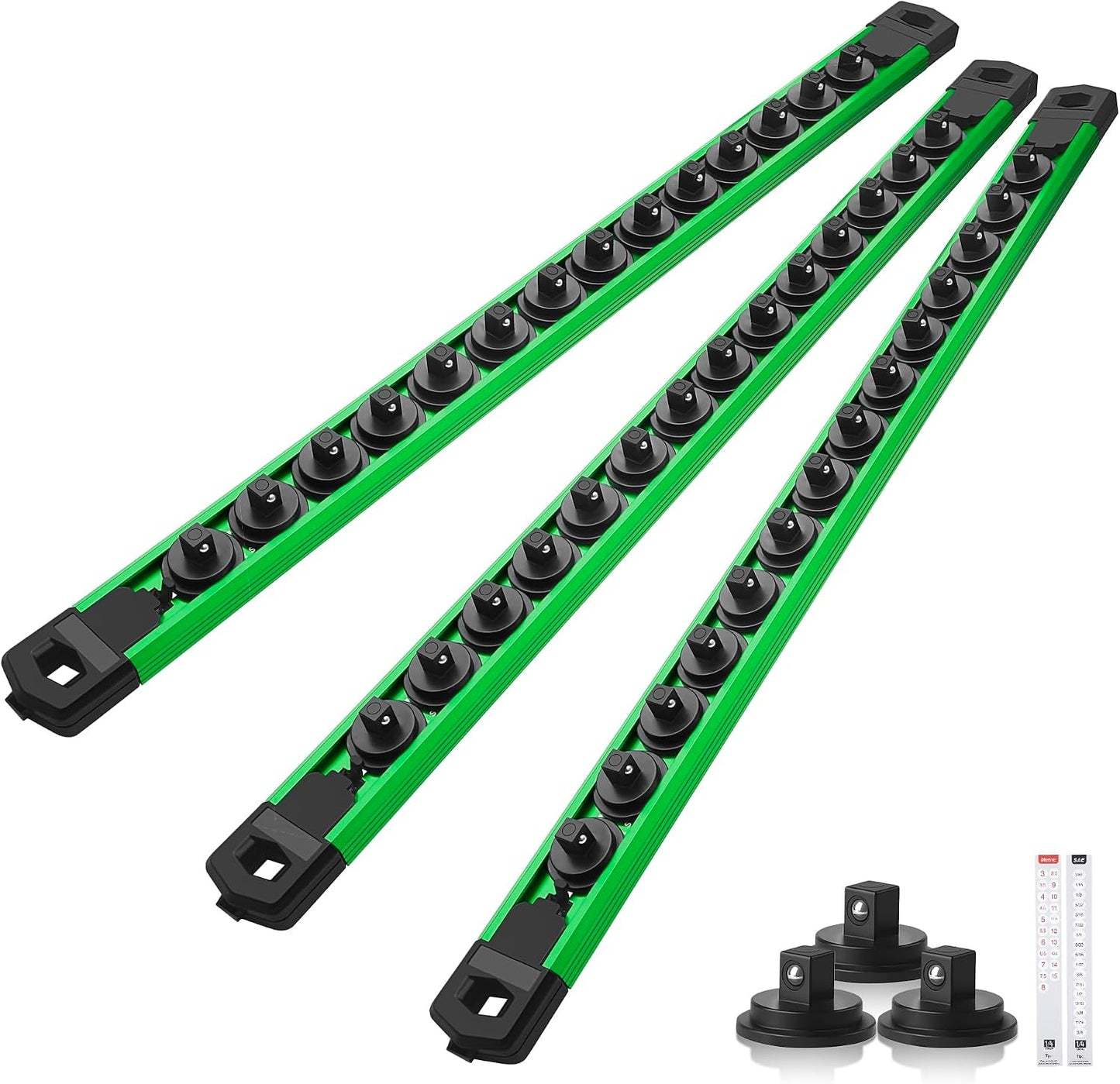 Organiz. enchufes magnéticos 3 rieles aluminio 42 verde