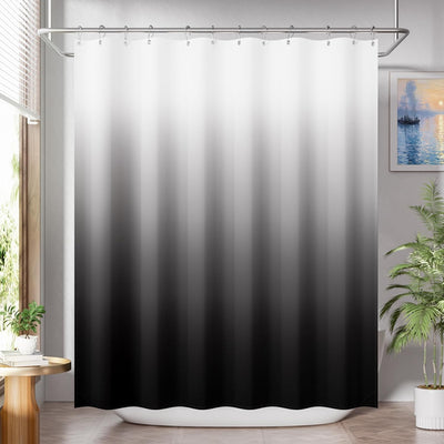Cortina ducha tela ombre negra con 12 ganchos 72x72