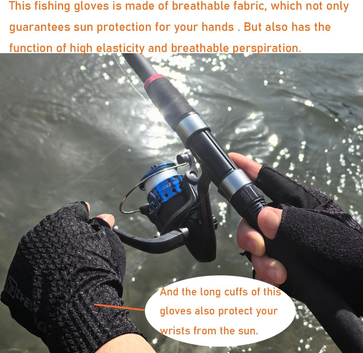 Guantes pesca sin dedos transpirables para ciclismo y kayak