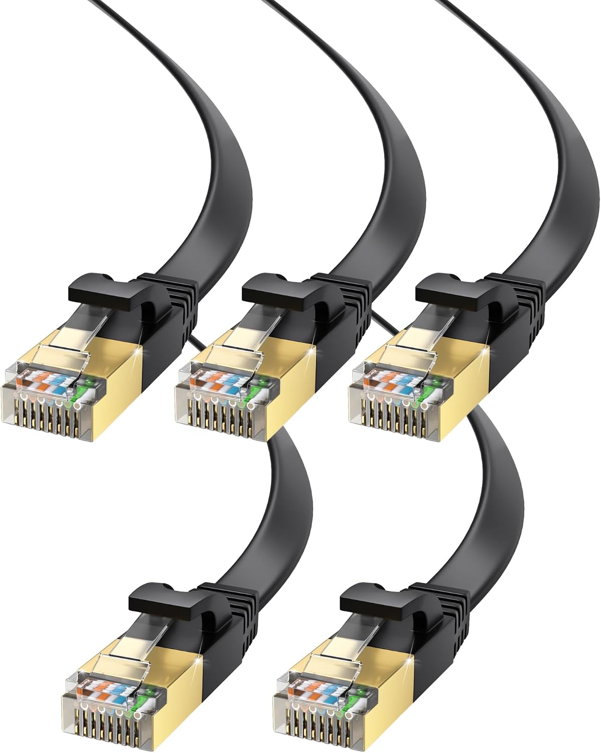 Cable Ethernet Plano Cat7 10 Gbps 6pies 5unid RJ45 Dorados
