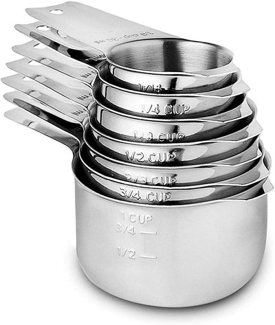 Set 7 Tazas Medidoras Acero Inox Apilables Cocina