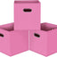 Cubos almacenamiento plegables tela asas dobles set 3 rosa
