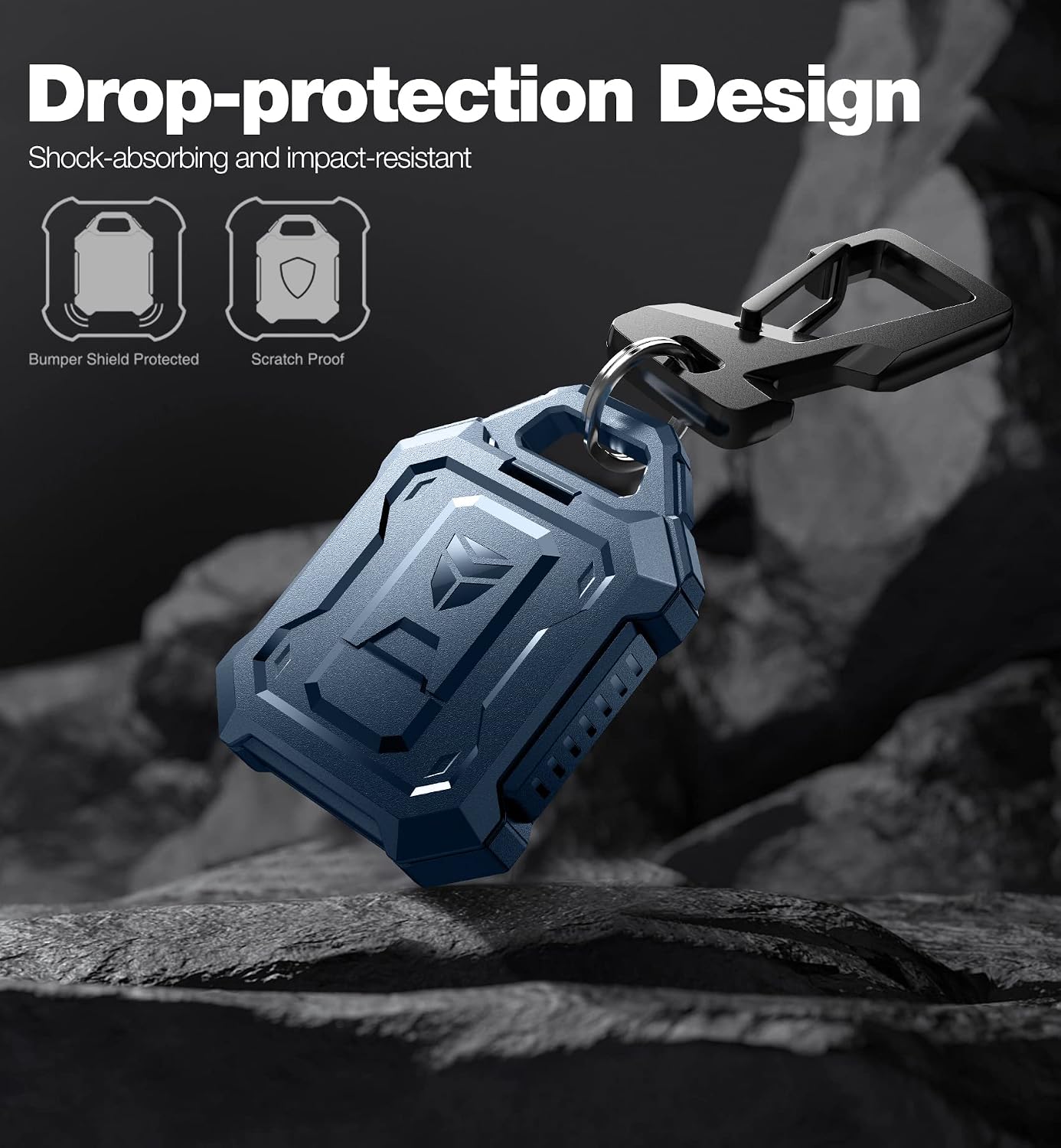 Funda AirTag a prueba de golpes con llavero y mosquetón