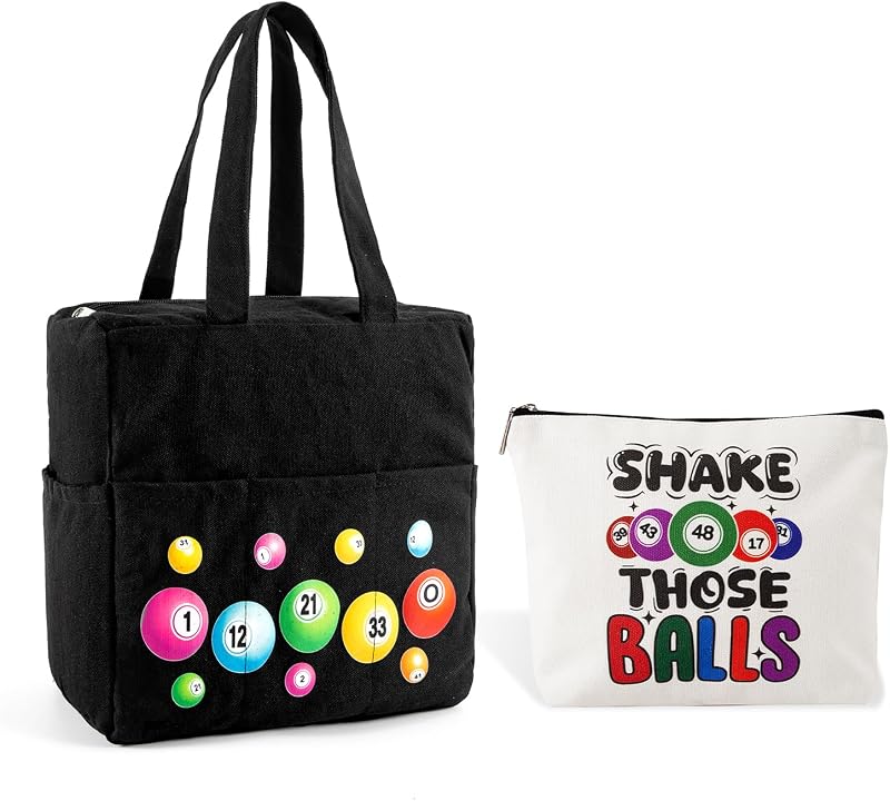 Bolsas de bingo con bolsillos y cremallera poliéster negro