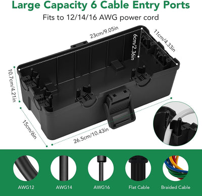Caja eléctrica exterior IP54 10.4x6x4.2pulg 6 puertos