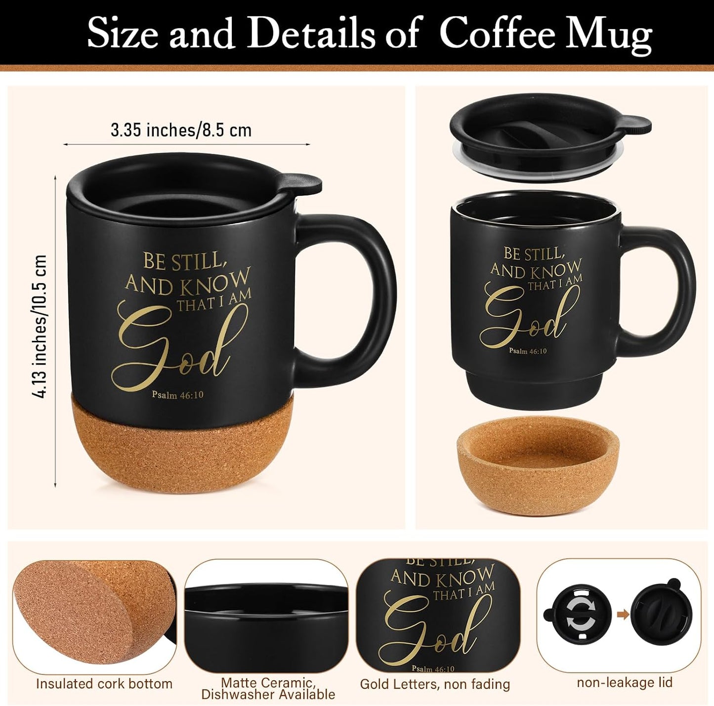 Set 2 tazas café cerámica negro mujer