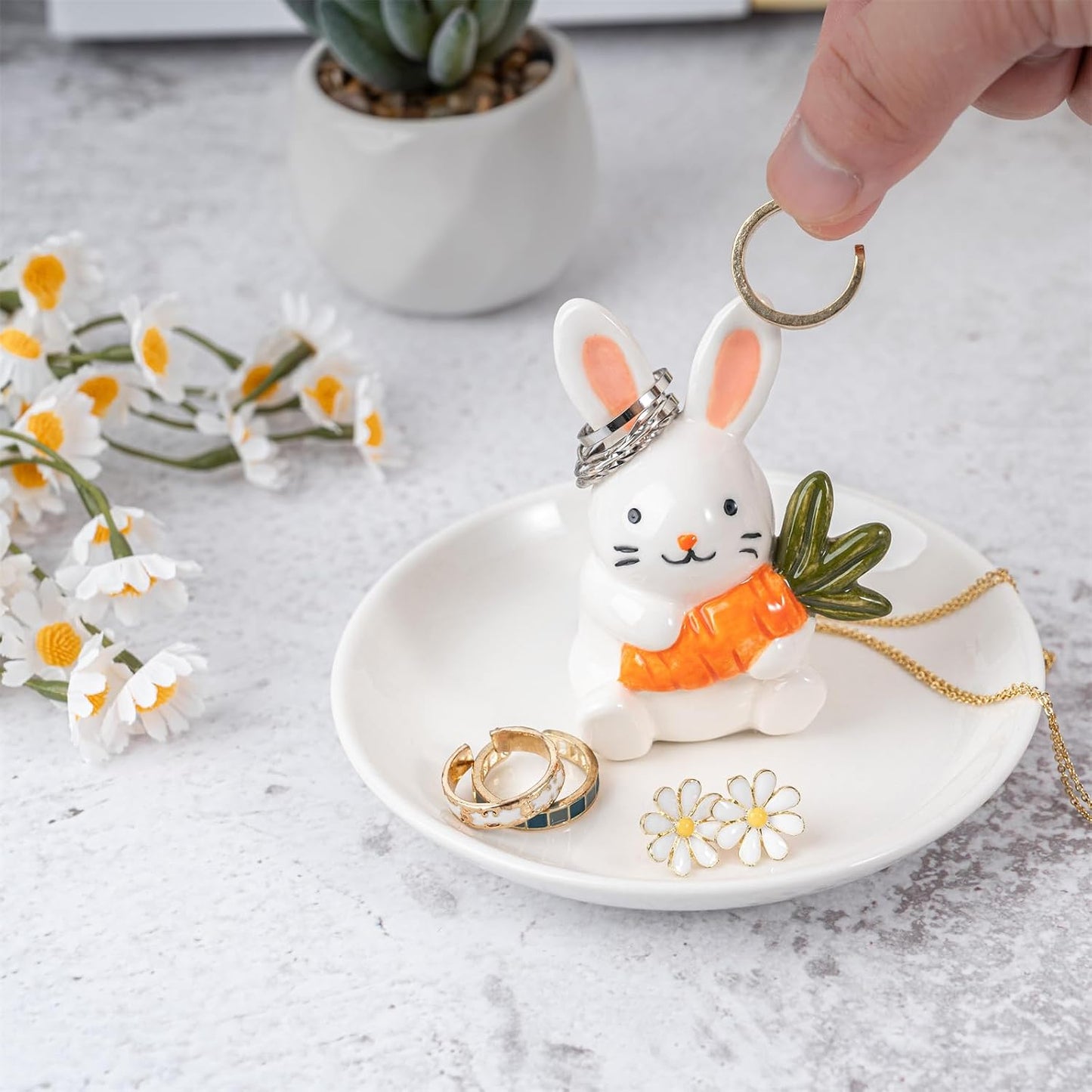 Soporte anillos conejo plato joyería regalo mujer boda