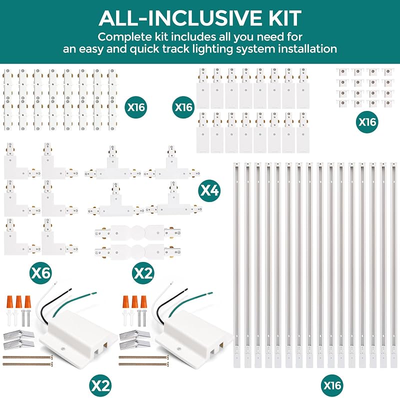 Kit rieles iluminación pista 52.5ft con conectores L I T