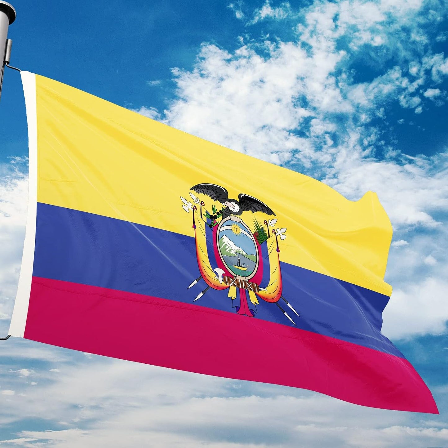 Bandera Ecuatoriana Poliéster 3x5ft Colores Brillantes Anti-UV