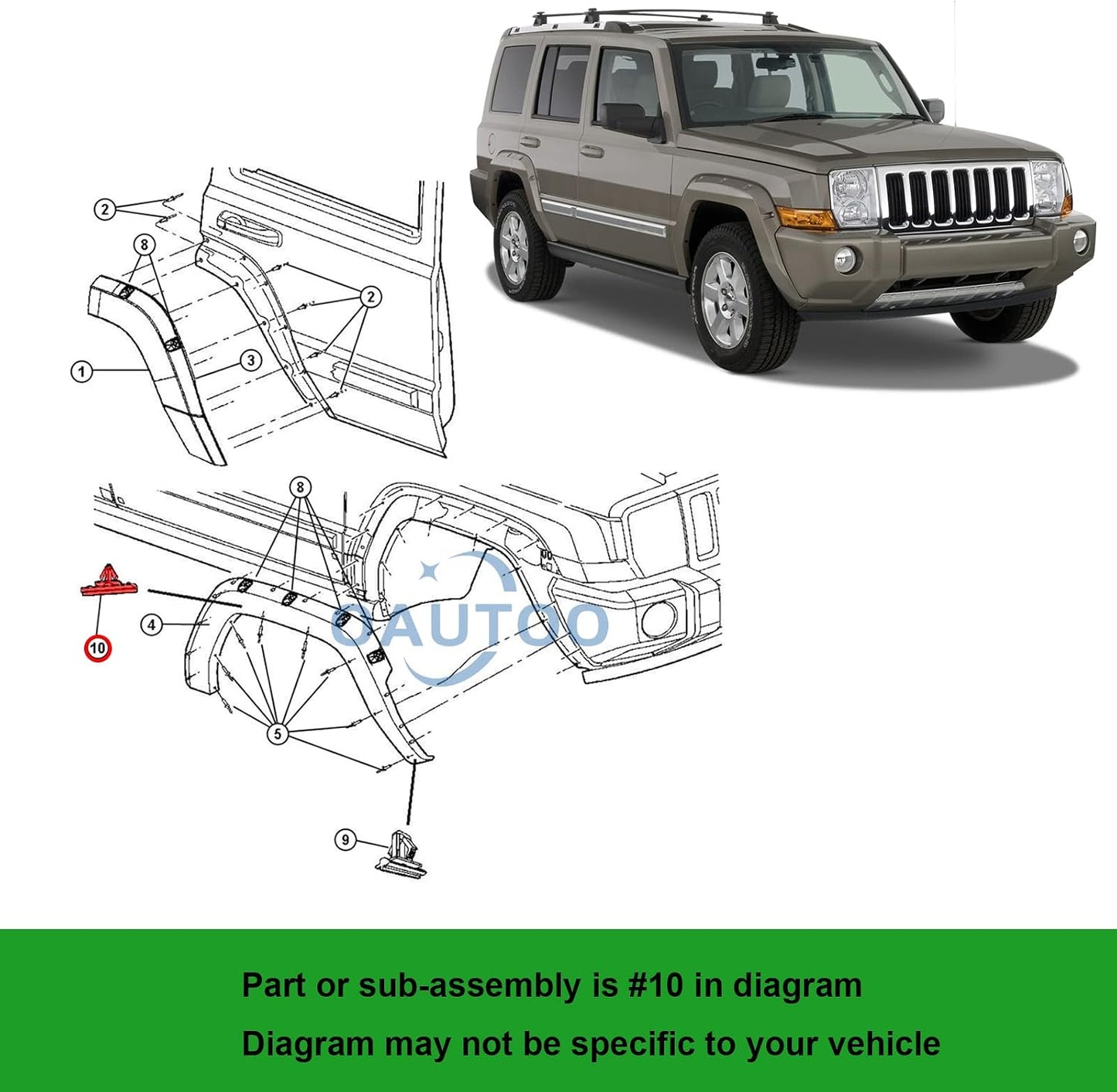 25 Pzas Clip Guardabarros Jeep Commander 06-10