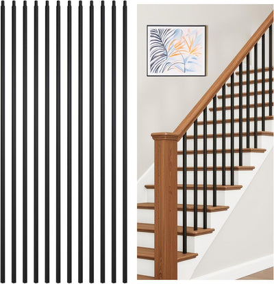 Balaustres hierro forjado 12pzas 1/2x44pulg metal negro escalera