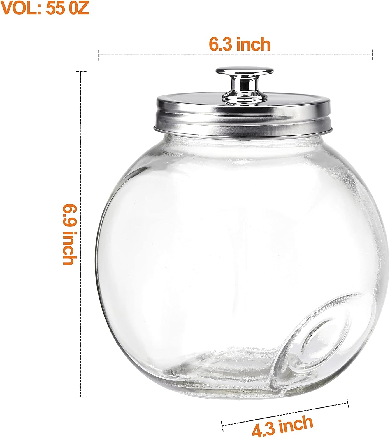 3 Pzas Tarro Cristal Galleta con Tapa Metal 55oz