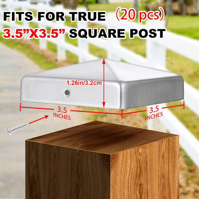 20 Tapas Galvanizadas para Postes Madera 3.5x3.5pulg