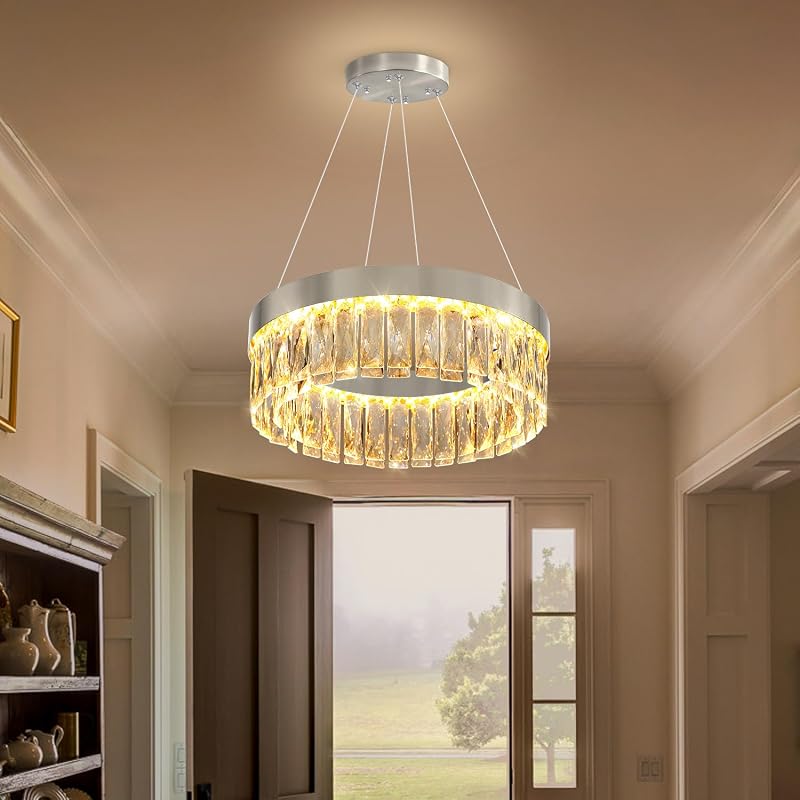 Lámpara araña LED ajustable cristal redondo sala comedor