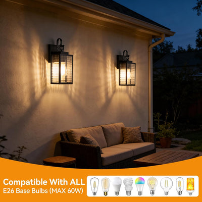 2 Luces pared exterior 11.8pulg IP65 marco metal negra