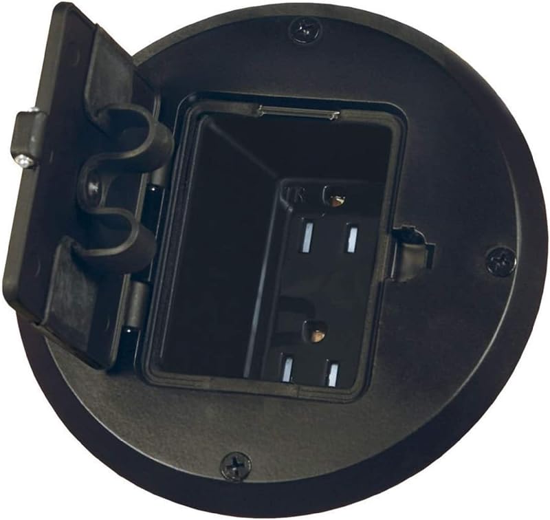 Kit piso dúplex 15A TR caja acero ajustable 1-Gang negro