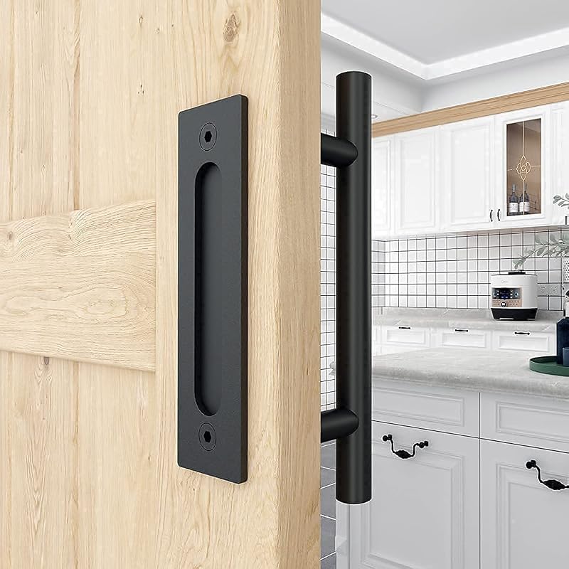 Manijas puerta corrediza granero 12" negras tirador dedo