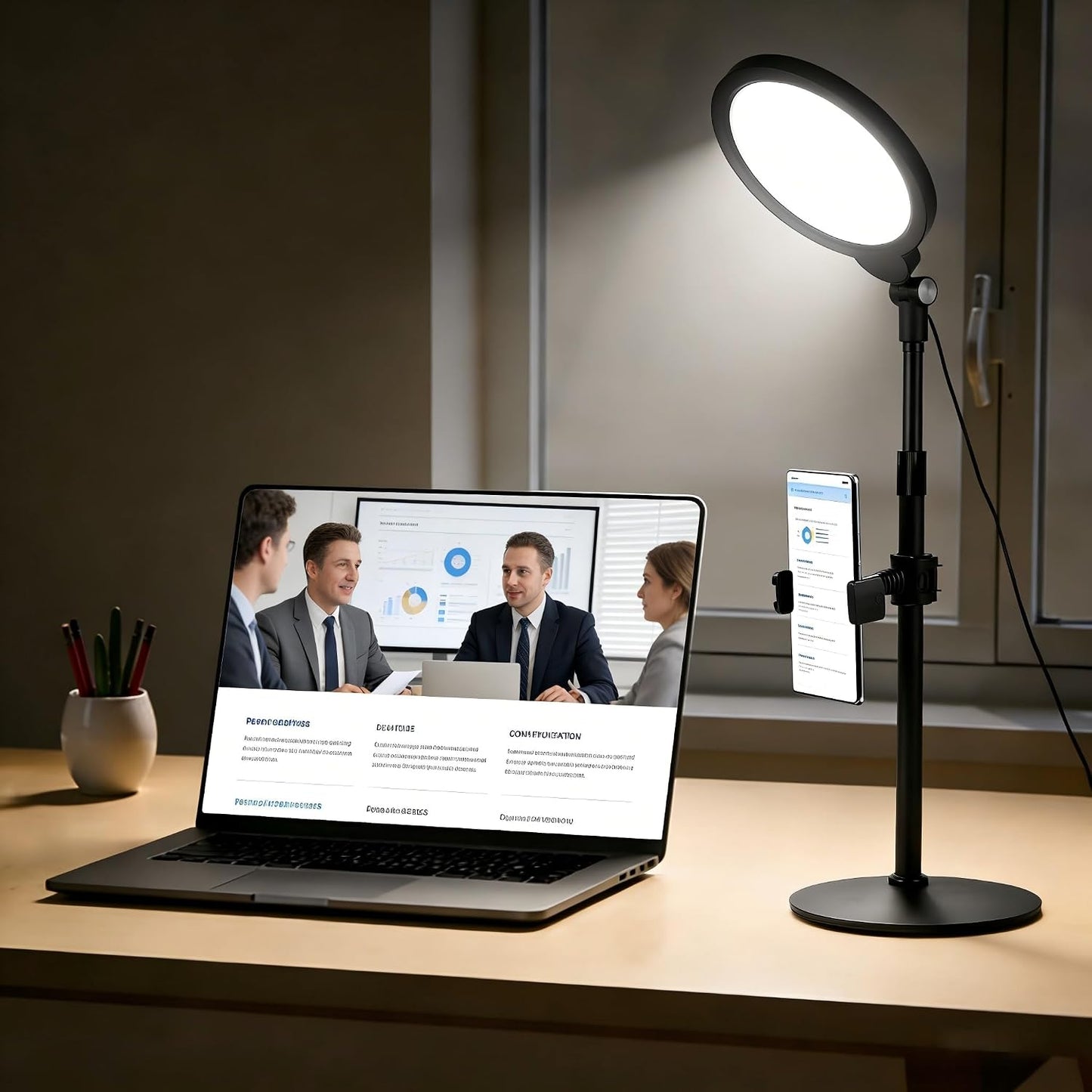 Lámpara escritorio LED ajustable USB para videollamadas