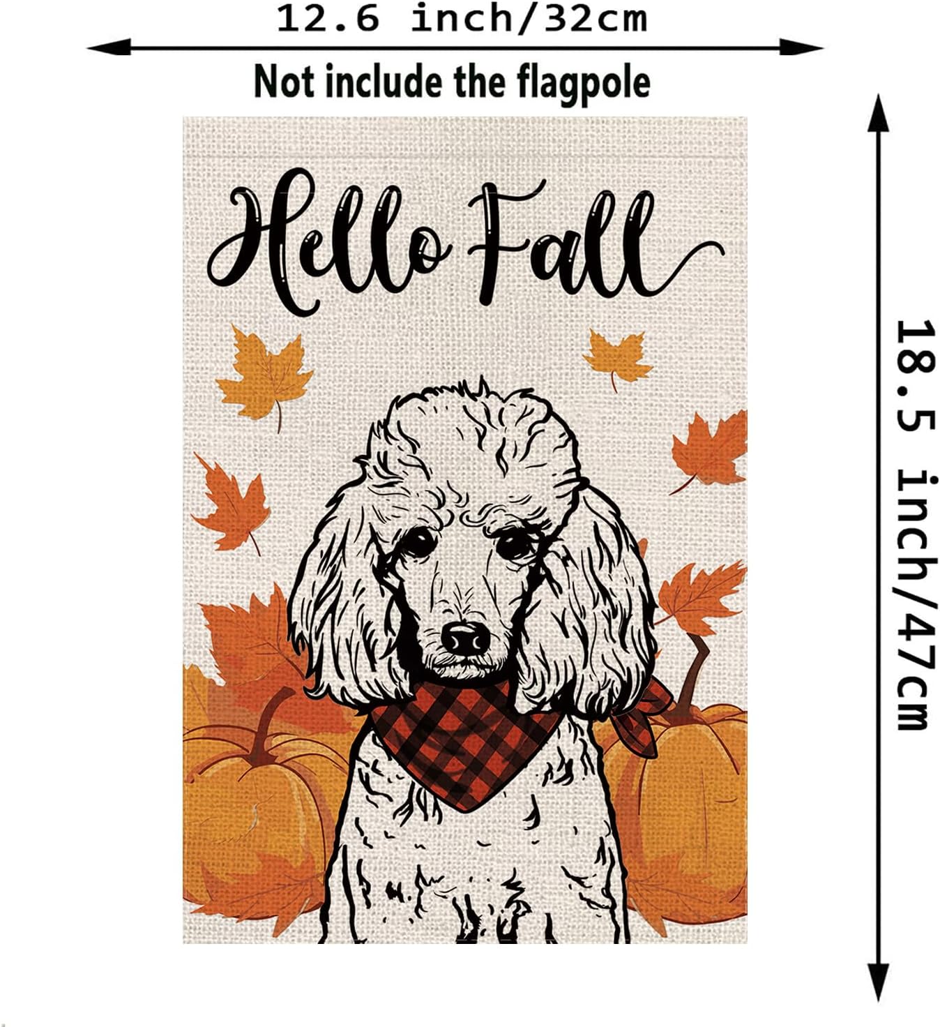 Bandera jardín doble cara caniche hello fall 12.5x