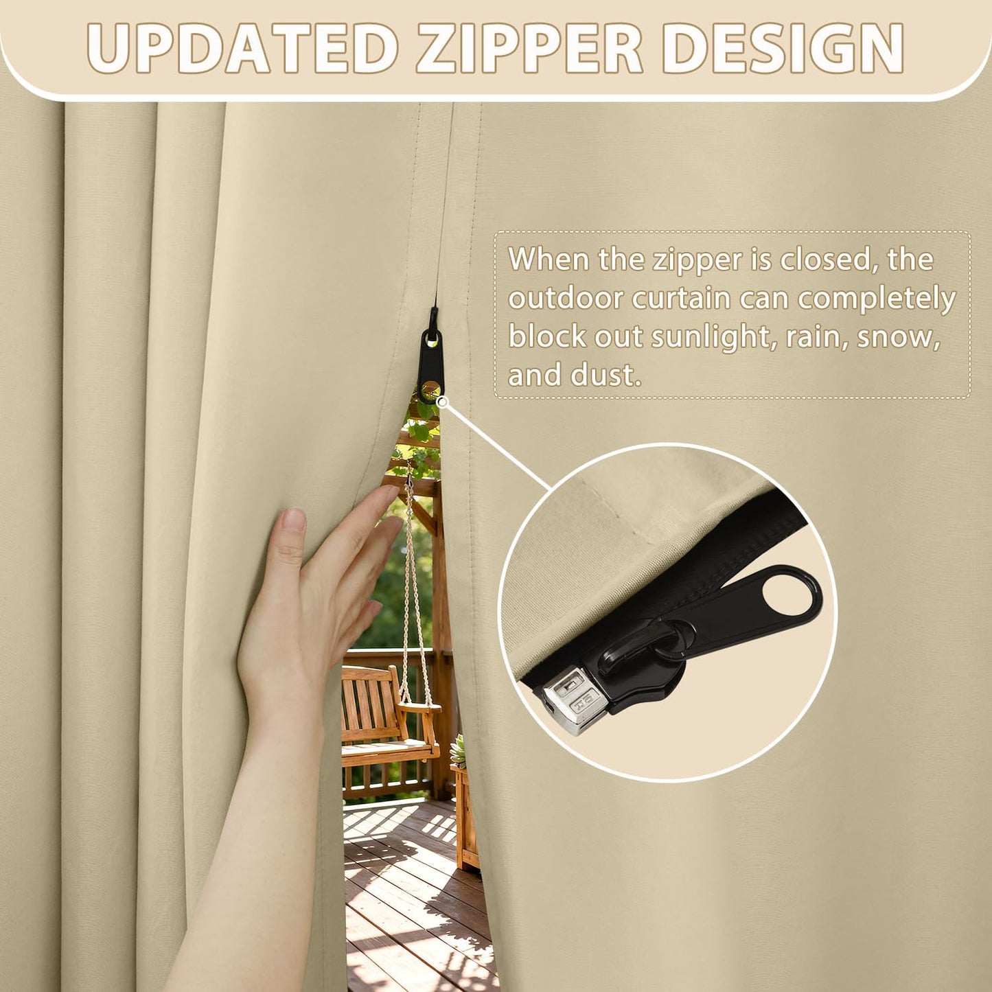 2 Cortinas impermeables exteriores con cremallera
