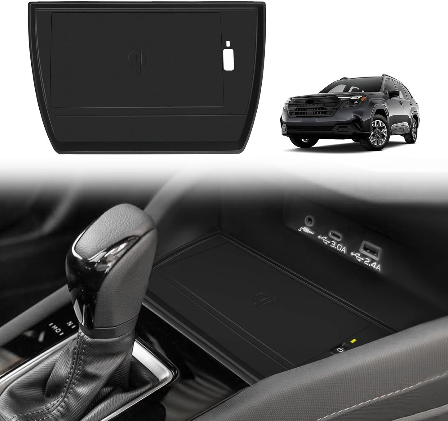 Insertos consola Subaru Forester 2025 cargador inalámbrico