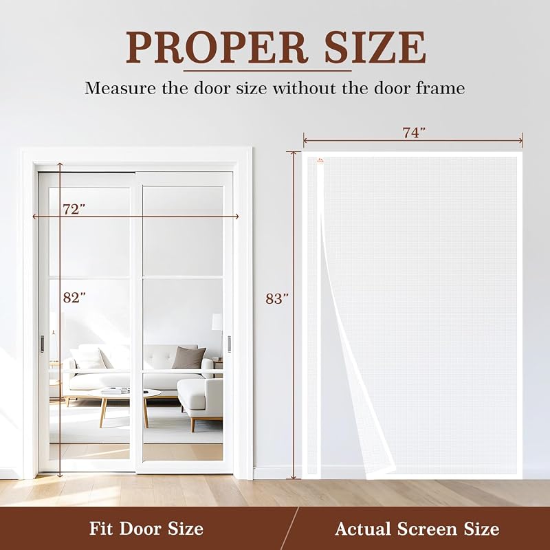 Puerta malla magnética reversible blanca 72x82"