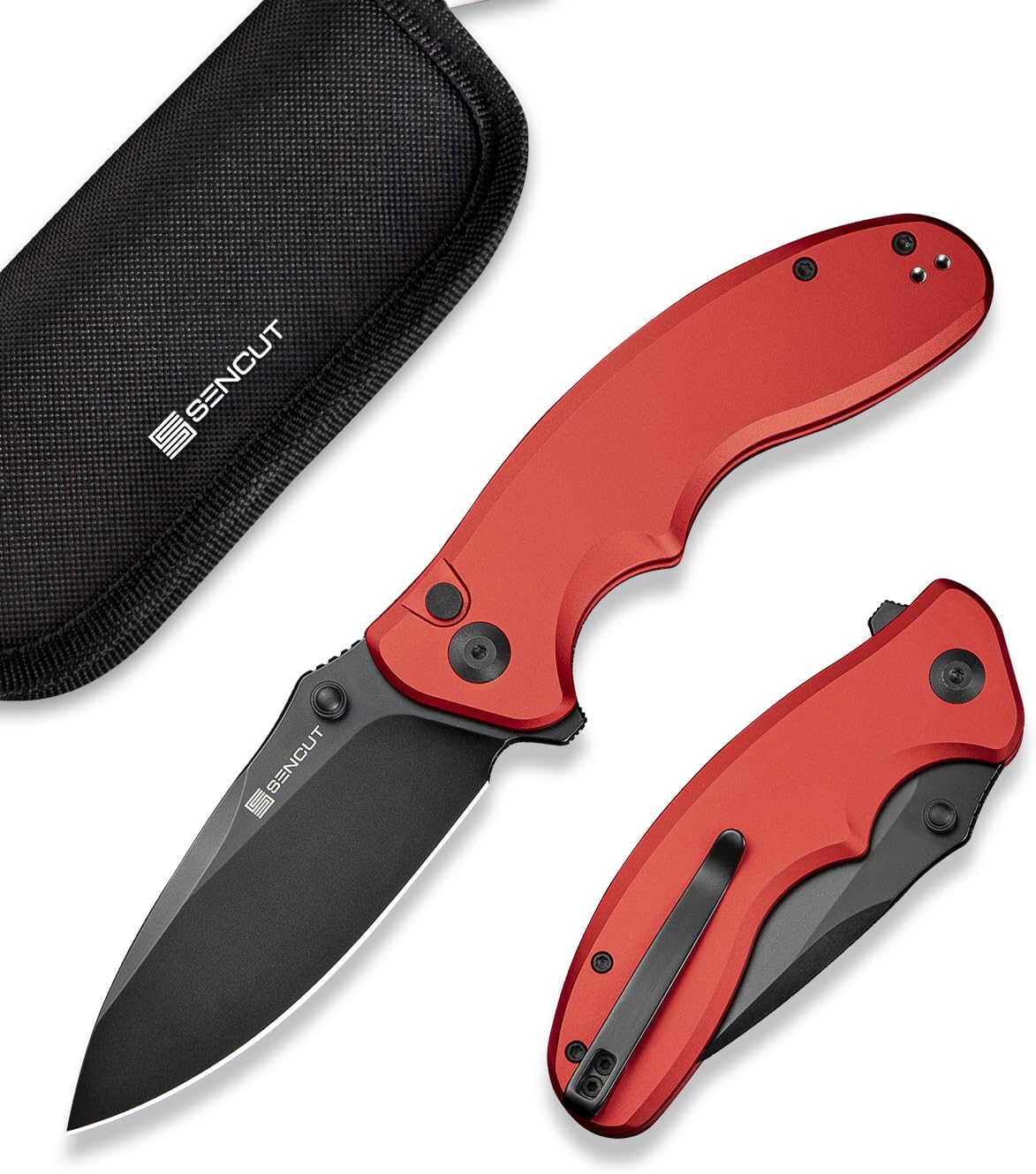 Cuchillo plegable EDC reversible hoja 3.46pulg aluminio rojo