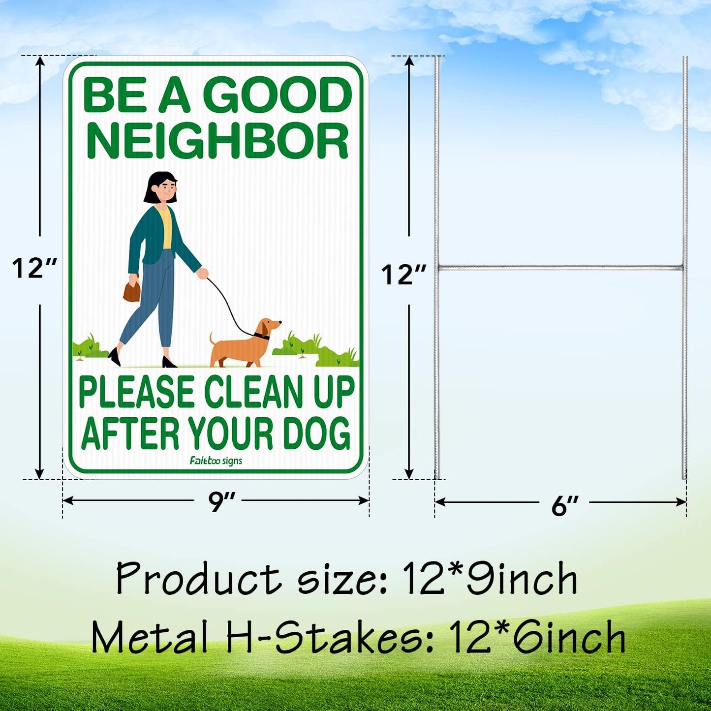 Letreros Clean Up After Your Dog 12x9" con estacas